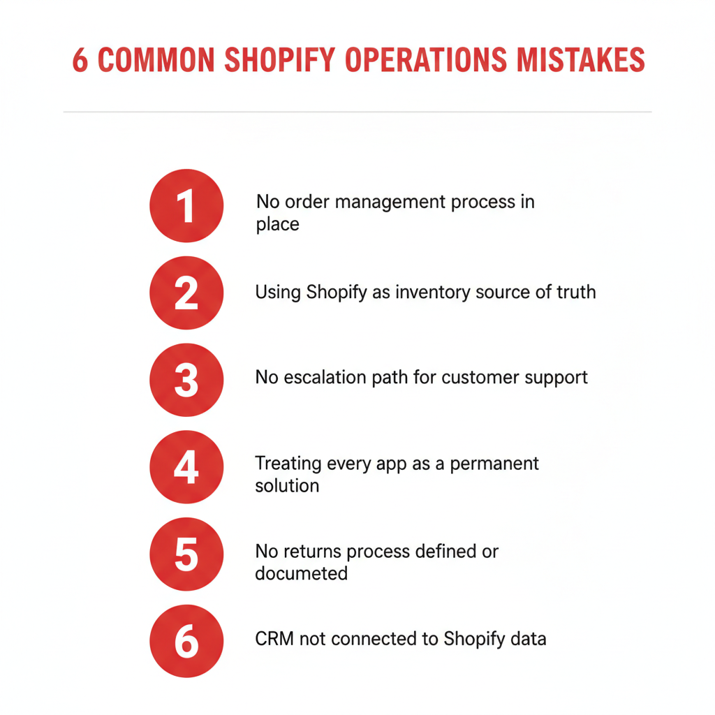 shopify operations mistakes list