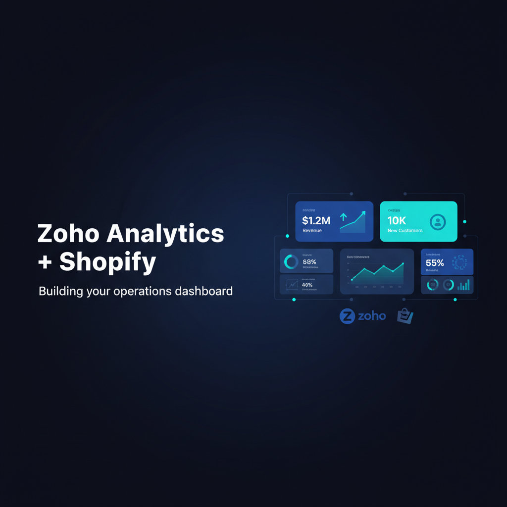 Zoho Analytics plus Shopify operations dashboard hero banner