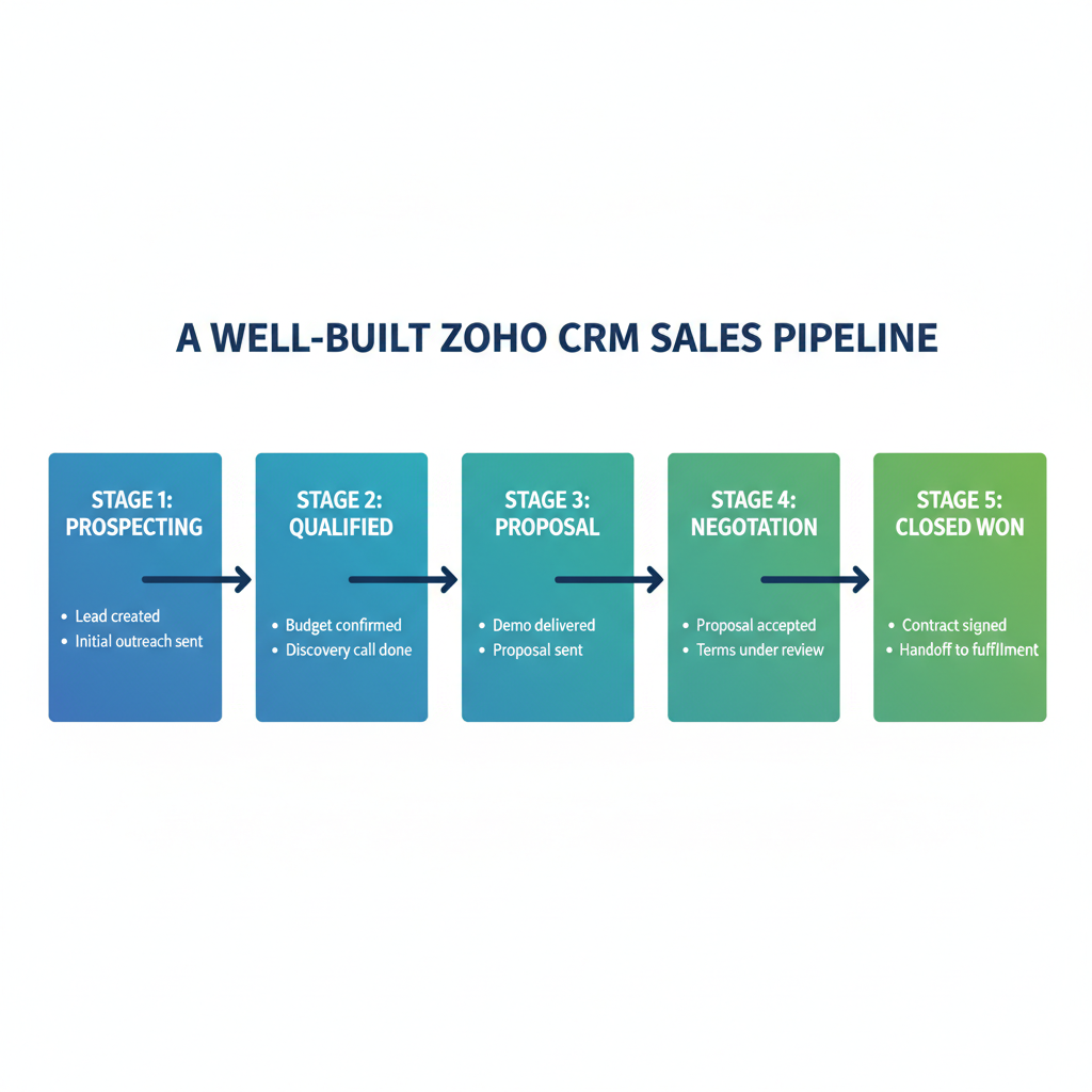 zoho crm pipeline setup stages