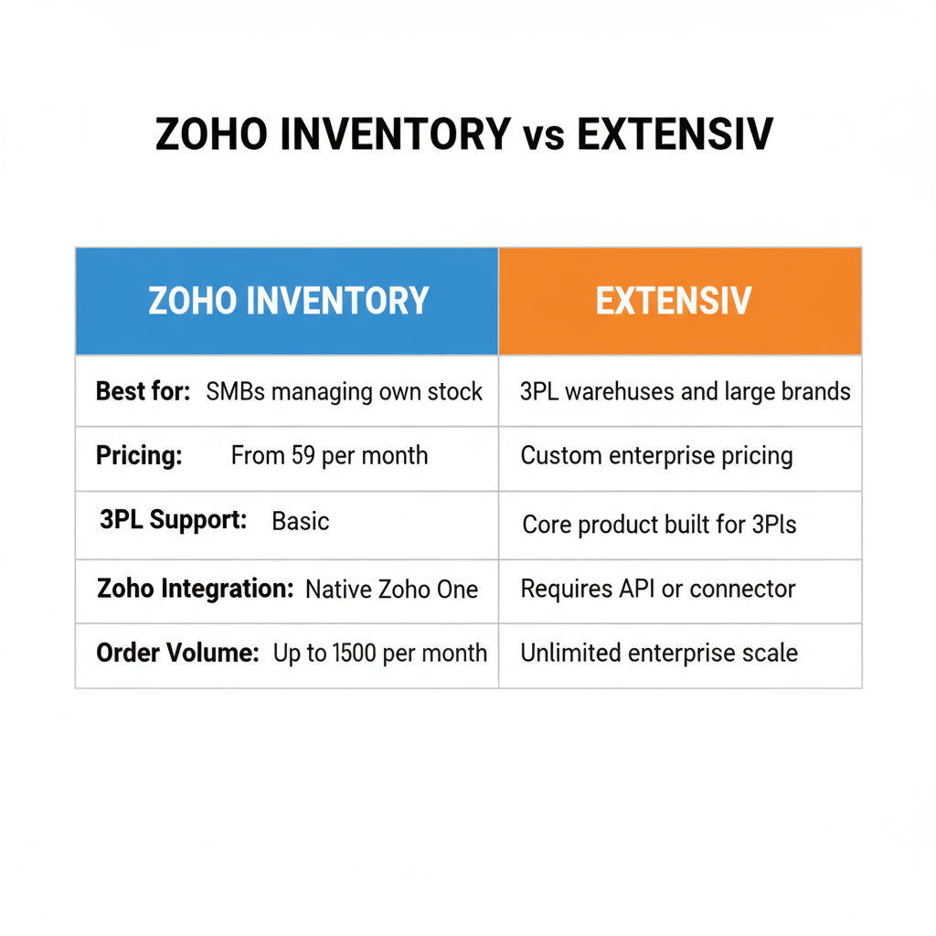 zoho inventory vs extensiv comparison