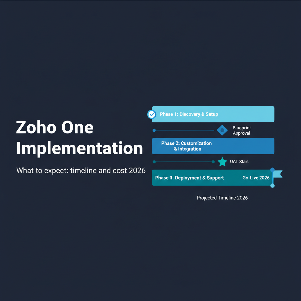 Zoho One implementation timeline and cost hero banner