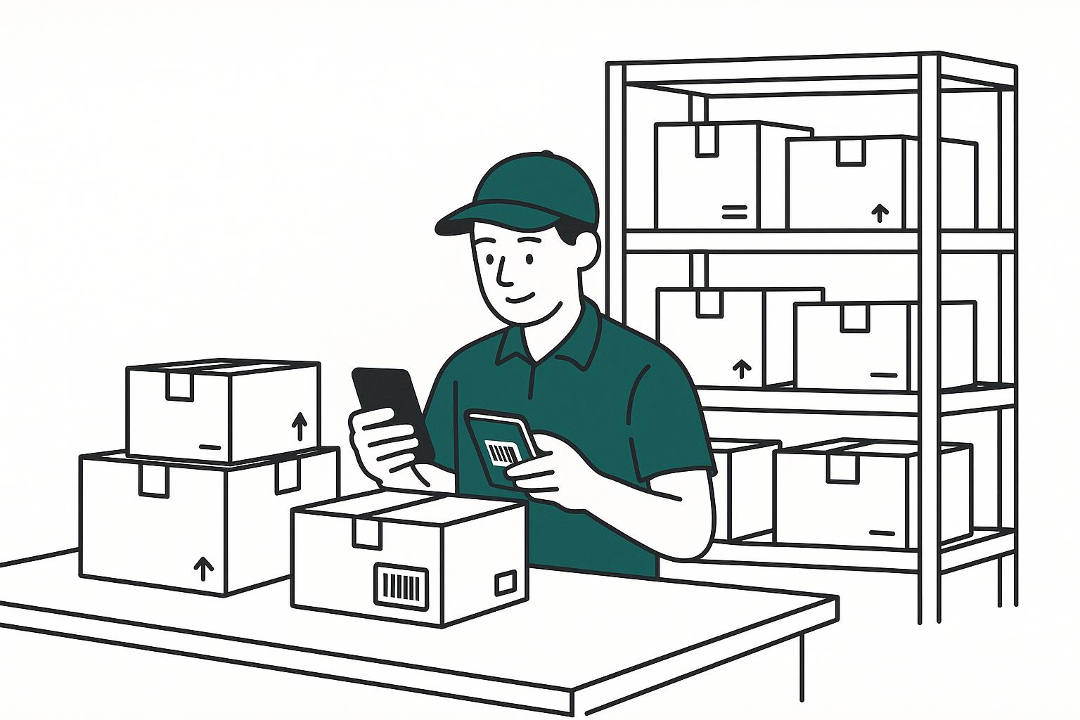Warehouse staff in Pakistan scanning returned COD parcels back into stock